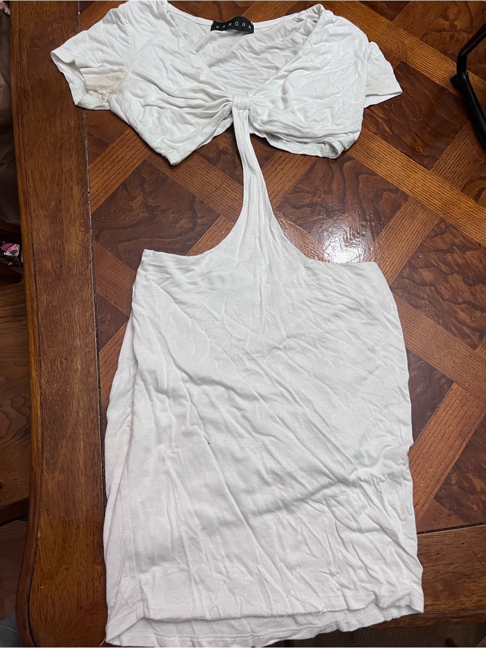 Sabora White Cutout Tie-Front Crop Top